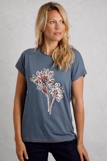 Seedheads Front Print T-Shirt Blue Mirage