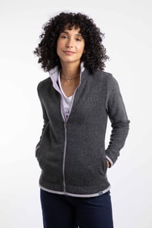 Ariana Full Zip Grid Fleece Washed Black