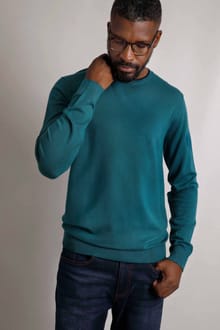 Noah Crew Neck Fine Knit Jumper Mineral Blue