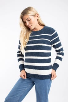 Wanda Cosy Knit Stripe Jumper Navy
