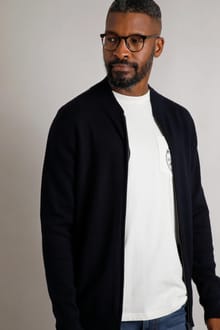 Carter Knitted Full Zip Bomber Jacket Midnight