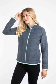 Ariana Full Zip Grid Fleece Rich Navy
