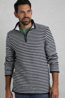 Shorling 1/4 Zip Striped Macaroni Sweatshirt Ecru