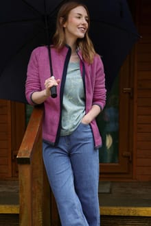 Ariana Full Zip Grid Fleece Dark Raspberry