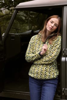 Reena 1/4 Zip Printed Microfleece Warm Olive