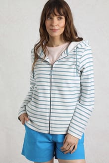 Catalina Striped Full Zip Hoodie Mineral Blue