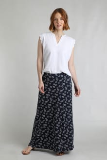 Medivet Printed Jersey Maxi Skirt Navy Blue