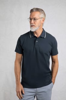 Powell Organic Cotton Textured Polo Shirt Navy
