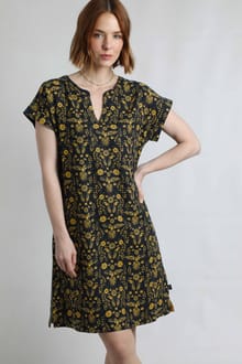 Althea Linen Rich Printed Dress Ink