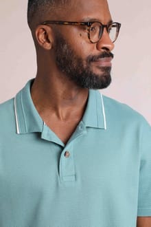 Powell Organic Cotton Textured Polo Shirt Mineral Blue