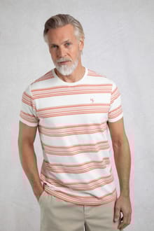 Xavier Eco Crepe Stripe T-Shirt White