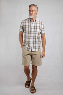 Benjamin Textured Check Shirt Stone