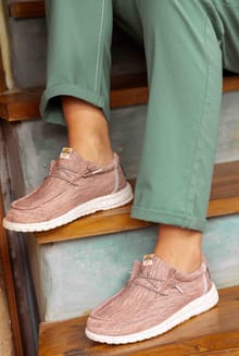 Rasbora Lightweight Lace Slip on Shoes Pink