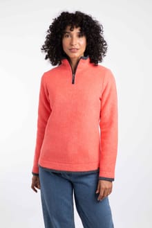 Beye 1/4 Zip Grid Fleece Hot Coral