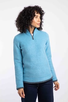 Beye 1/4 Zip Grid Fleece Sky Blue