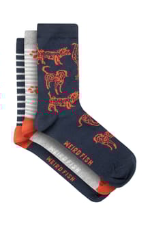 Parade Patterned Socks 3 Pack Rust Leaves