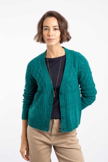 Amiens Mixed Stitch Cardigan Deep Teal