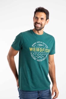 Waves Front Print Graphic T-Shirt Forest Green