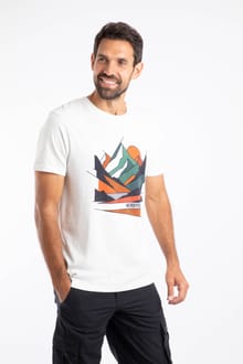 Aspect Mountains Front Print Graphic T-Shirt Dusty White
