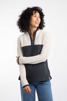 Isla 1/4 Zip Colour Block Macaroni Navy