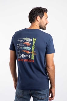 Sling Your Hook Back Print Artist T-Shirt Dark Blue
