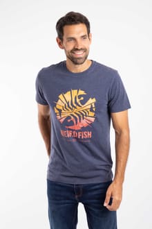 Shatter Front Print Graphic T-Shirt Dark Blue