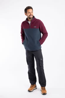 Tristan 1/4 Zip Colour Block Microfleece Aubergine