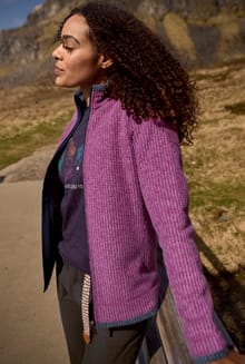 Ariana Full Zip Grid Fleece Purple Wine