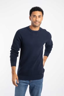 Easton Waffle Crew Neck Jumper Navy