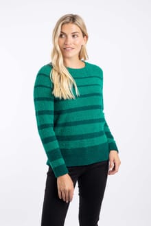Wanda Cosy Knit Stripe Jumper Green Ivy