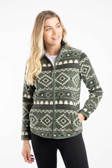 Rochelle Full Zip Printed Microfleece Deep Lichen Green