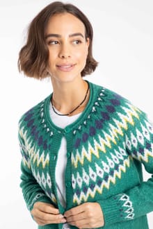 Hatty Fair Isle Cardigan Green Ivy
