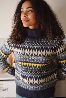 Annecy Fair Isle Roll Neck Jumper Midnight