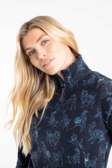 Reena 1/4 Zip Printed Microfleece Lake Blue