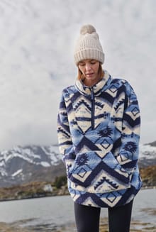 Pikard Printed Plush Qtr Zip Fleece Eclipse Blue