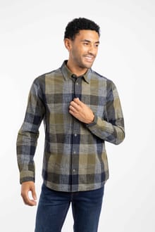 Sode Organic Cotton Brushed Long Sleeve Check Shirt Green