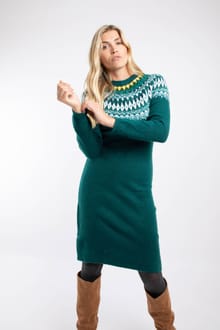 Dutton Fair Isle Knitted Jumper Dress Deep Teal