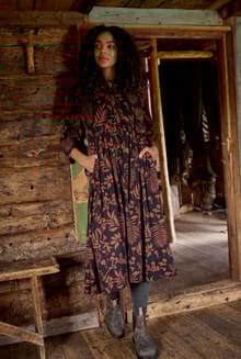 Hellen Printed Crepe Viscose Shirt Dress Bitter Chocolate