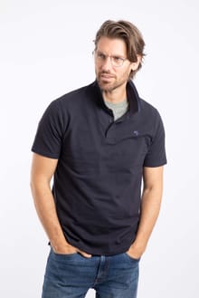 Dylan Organic Cotton Tipped Collar Polo Shirt Midnight
