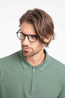 Murray Organic Cotton Half Zip Textured Jersey Polo Army Green