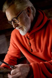 Inglewood Button Neck Grid Fleece Hoodie Rust Leaves