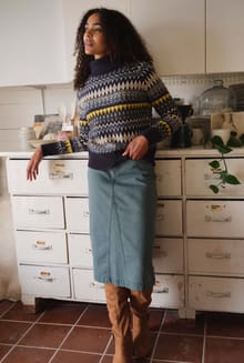 Juda Longline Denim Skirt Deep Teal