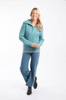 Reza 1/4 Zip Knitted Jumper Smoked Blue