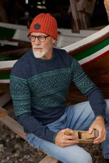 Wicklow Fair Isle Crew Neck Jumper Navy