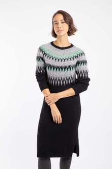 Amren Fair Isle Sparkle Knitted Dress Black