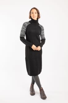 Ezzie Fair Isle Roll Neck Knitted Dress Black