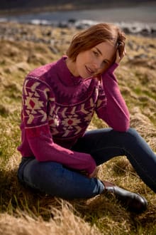 Arelia Ikat Knitted Jumper Purple Wine