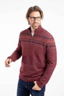 Larner 1/4 Zip Fair Isle Jumper Garnet