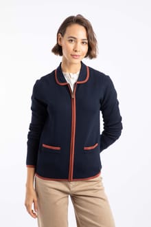 Jess Fine Knit Zip Through Cardigan Midnight