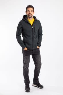 Lockie Full Zip Bonded Fleece Hoodie Washed Black
